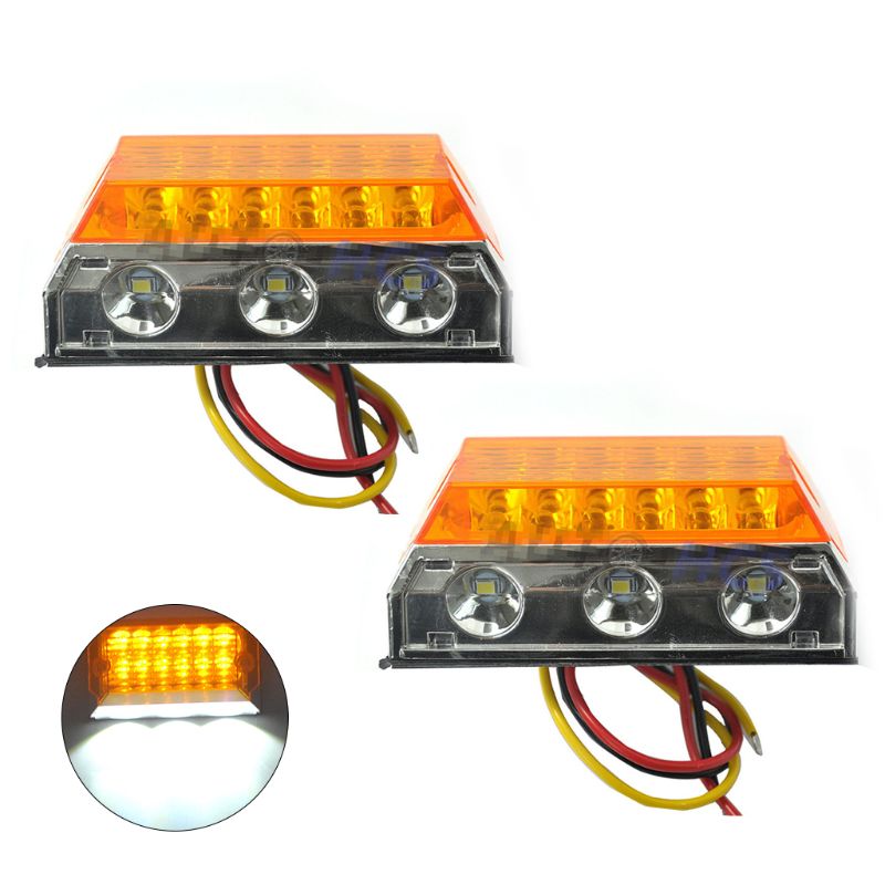 2Pcs Car LED Side Lights 24V 15 LED off Side Super Bright Marker Lamps for Truck