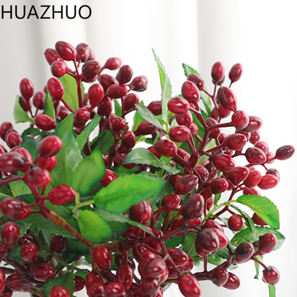 5 vorken kunstbloem bessen fruit plant tak kunstbes levendig rode hulst bessen huis guirlande bruiloft decoratie