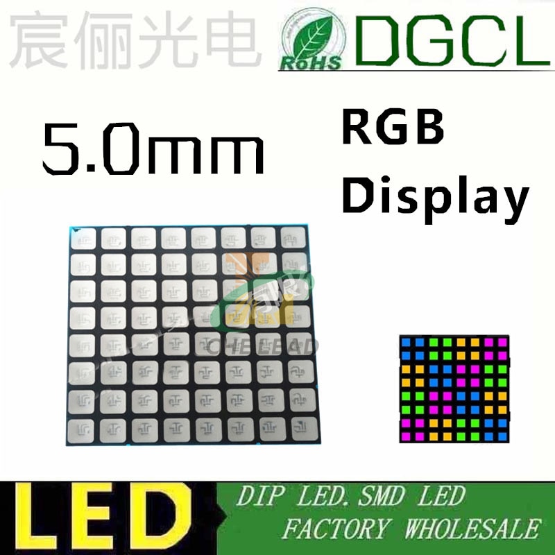 RGB 5mm 8x8 LED square Dot Matrix Display Common ANODE semi-outdoor 60*60 Multi-color digital tube
