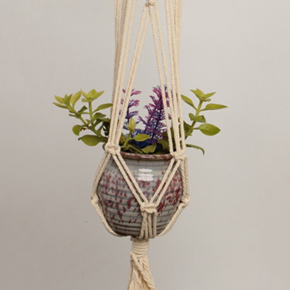 Beautiful Hemp Braided Rope Flower Pot Holder Macr... – Grandado
