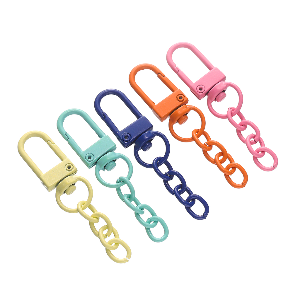 10pcs/lot Keyring Lobster Clasp Spring Buckle With Chains Colored Keychains For DIY Jewelry Making Key Ring Hooks Bags Buckle