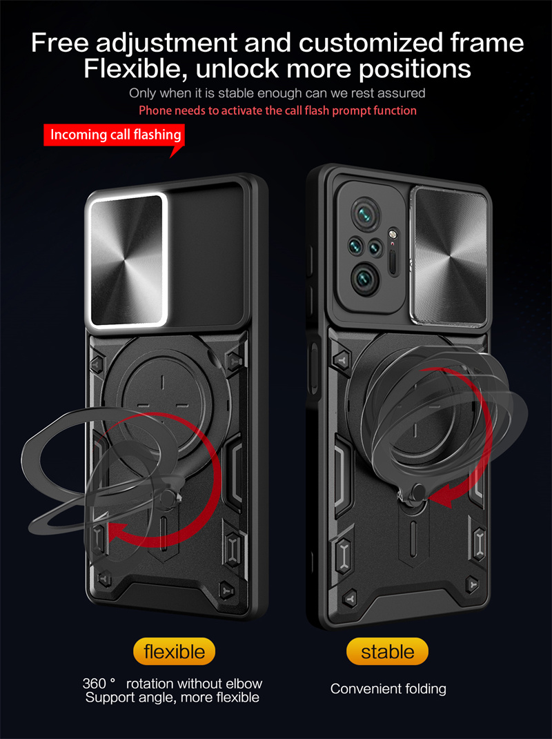 For Redmi Note10 Pro Case Slide Camera Lens Protect Armor Ring Holder Phone Case For Xiaomi Redmi Note 10 Pro Max 10S Back Cover