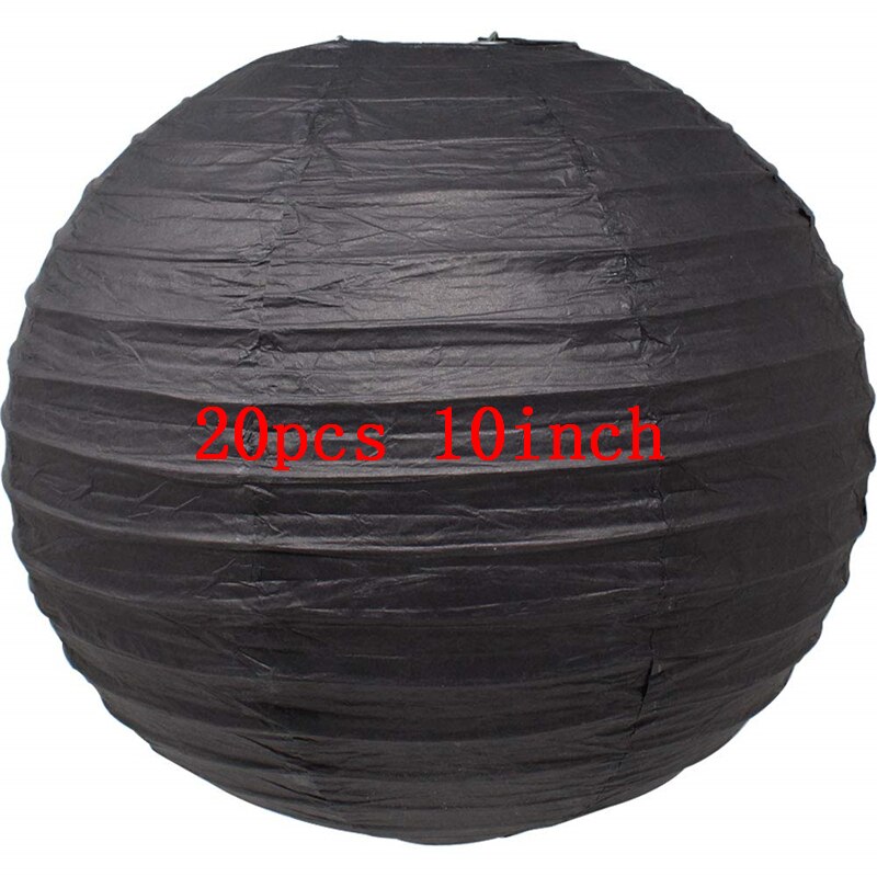 Ipalmay Goud Zwart en Wit Opknoping Ronde Papieren Lantaarns 8-10inch voor Wedding Baby Shower Evenementen Verjaardagsfeestje indoor Outdoor: 20pcs 10inch black