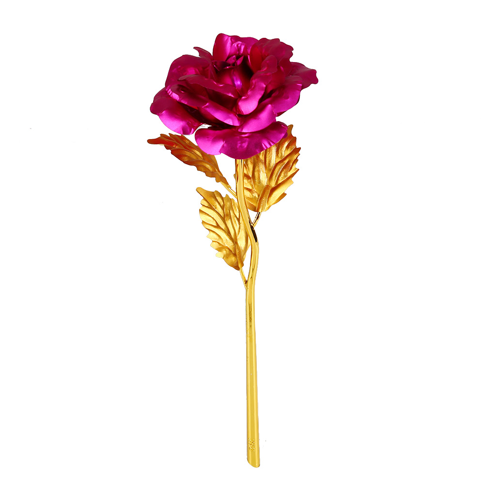 5Pcs Valentine's Day 24K Gold Plated Golden Rose Flower Wedding Festive Party Decoration Without Box: Rose Red