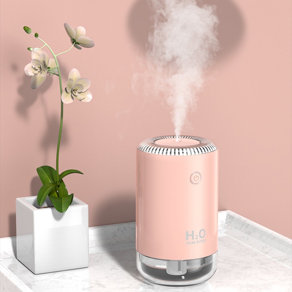 USB Air Humidifier Electric Aroma Diffuser Mist Wood Grain Oil Aromatherapy Mini Home Office Face Sprayer Reed Diffuser Sets: Pink 