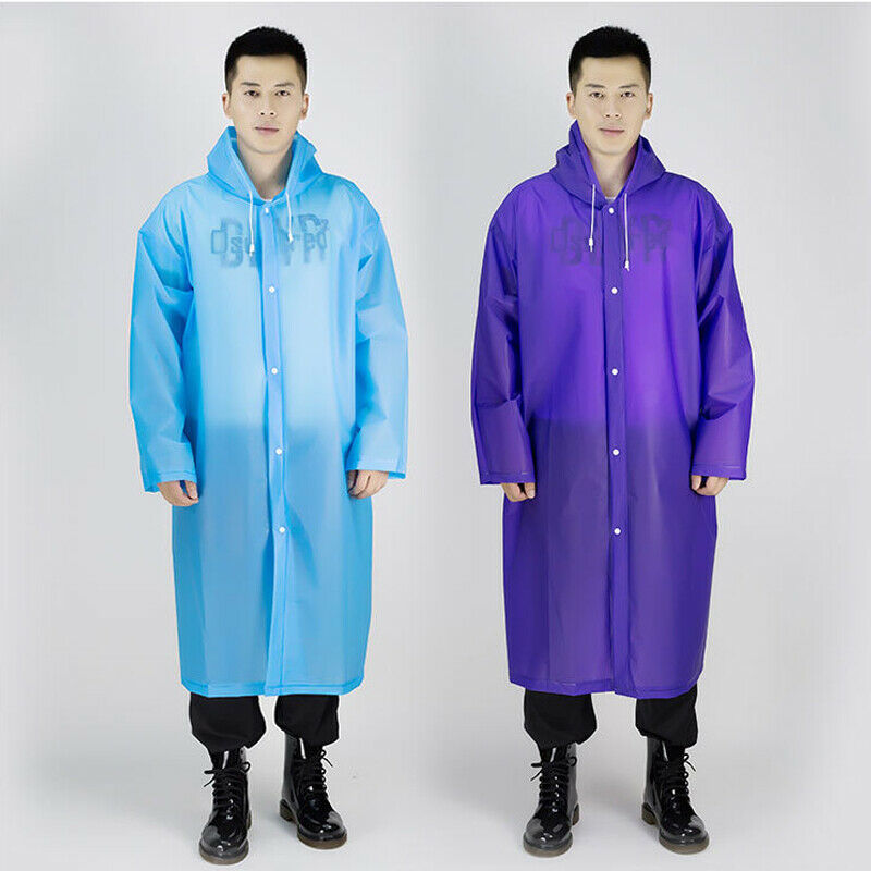 trenfy Men Women Waterproof Jacket EVA Button Hooded Raincoat Rain Coat Poncho Rainwear Button Raincoat Outdoor Wholease