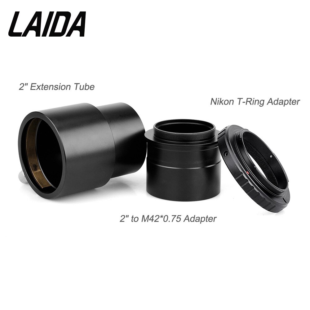 Laida 2 Inch Telescope Eyepiece Extension Tube + Camera Mount Adapter+ 2" to T Adapter for Astronomy Photography LD2005B