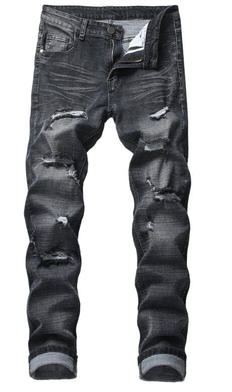 Multi-Romper túnel Hombre Vaqueros elásticos de corte Slim vaqueros hombres hueco pantalones vaqueros de mendigo Hombre Vaqueros de mezclilla Pantalones