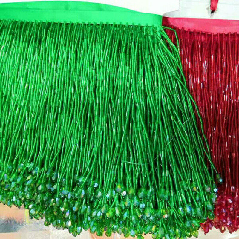 1 Yard Bling Sparkle Kralen Fringe Trim 15 cm Charm Kwastje Fringe Zware Kralen Glazen Buis trimmen DIY Jurk kostuum: S / Donkergrijs