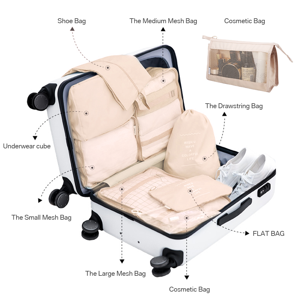 8/7/6 Stuks Set Reisorganisator Opbergzakken Koffer Verpakking Cubes Set Koffers Draagbare Opvouwbare Bagage Kleding Schoen netjes Pouch