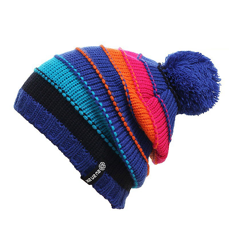 Gorros de Snowboard , lote de gorros de invierno para patinaje, gorros de esquí de punto, gorros y gorros para hombres y mujeres, gorras de Hip Hop: Azul