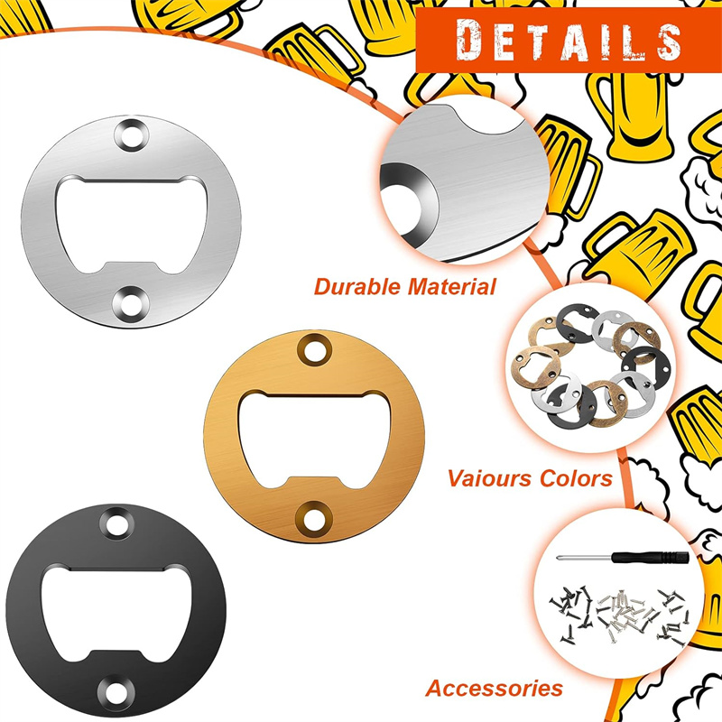 Kit d'inserts pour ouvre-bouteille, inserts ronds en acier inoxydable avec vis et tournevis pour ouvre-bouteille, moule de bricolage