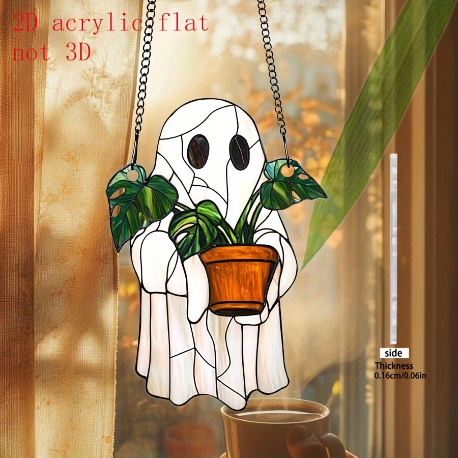 2D flache, gotische Halloween-Fenster-Buntglas-Dekoration – Spukhaus-Ästhetik, detaillierte Handwerkskunst: Default Title