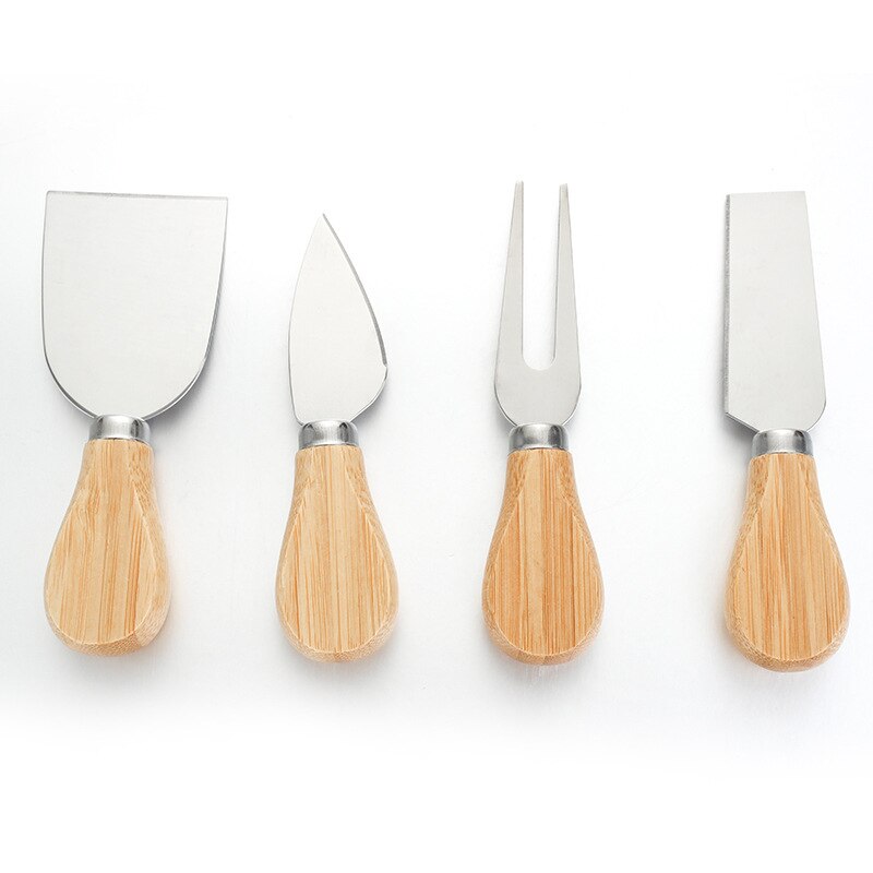 4 unids/set mango de madera cuchillo de roble de queso cúter equipo para cortar cocina Cheedse cuchillo de acero inoxidable herramientas de cocina