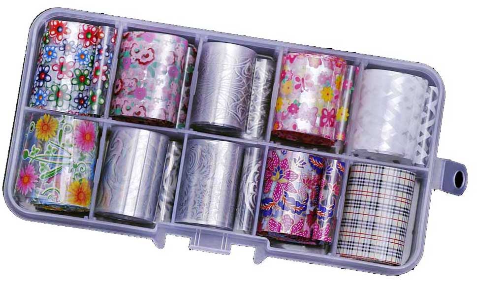 10 Rolls/Doos Sterrenhemel Nail Folie Sticker Holografische Papier Decals Nail Art Transfer Sticker 2.5*100 Cm nail Glitter Tips Vr/657: 2