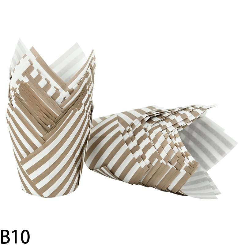 50Pcs Newspaper Style Cupcake Liner Baking Cup For Wedding Party Caissettes Tulip Muffin Cupcake Paper Cup Oilproof Cake Wrapper: Clear