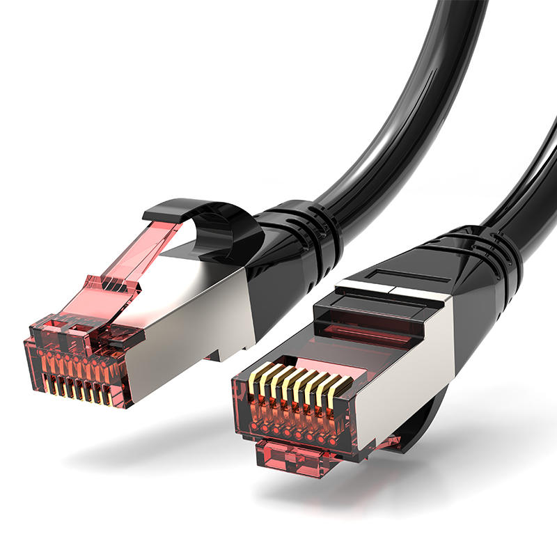 (5 Stück/Packung) RJ45-Netzwerk-Ethernet-Kabel Katze 6 SFTP-Patchkabel 0,25 m/0,5 m/1 m/1,5 m/2 m/3 m/5 m 6 Farben abgeschirmt: Schwarz / 1m