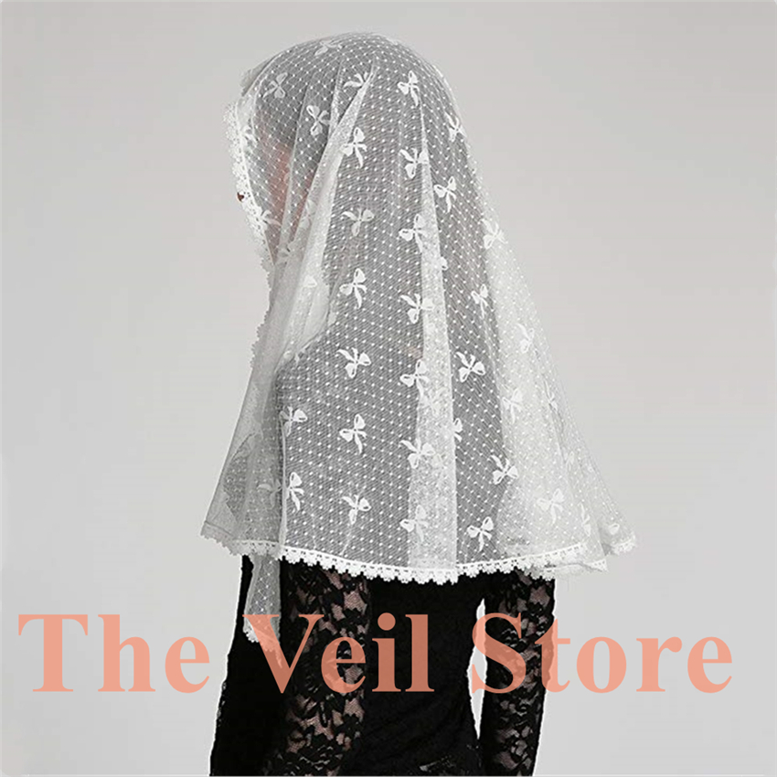 Ivory Black Lace Kapel Sjaal infinity sluier Katholieke Mantilla Sluier voor Kerk Head Cover Latin Massa Mantilla de Novia negra