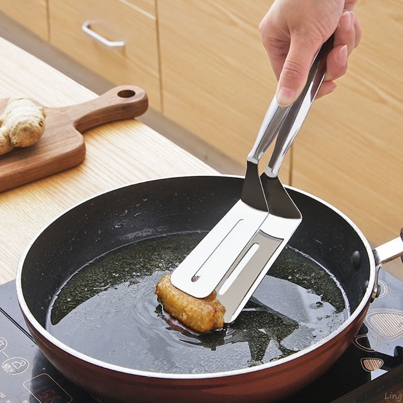 Multifunktionel rustfrit stål grill bbq klip stegt bøf fisk klemme brød skovl klip køkken kogeplade værktøj