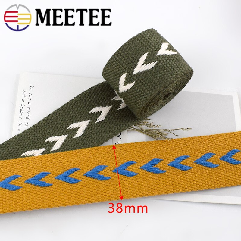 4Meters 38mm Polyester Cotton Jacquard Webbings Tapes Backpack Bag Strap Belt Ribbons DIY Garment Sewing Tape Bias Binding