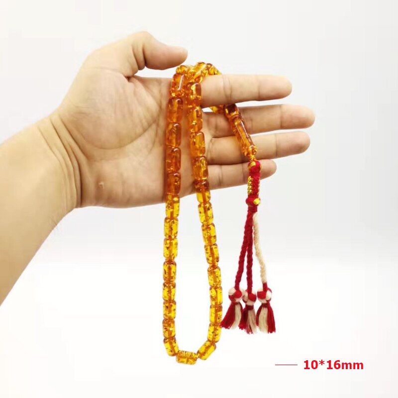 Ambre colore Tasbih 33 Perle di Resina delle Uomo Musulmano rosario di Cotone nappa Islam braccialetto di Modo Arabo Misbaha