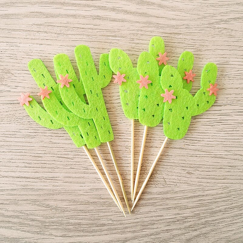 Venta de liquidación ~ 42 Uds cactus/suministros de de fieltro bonito/adornos para cupcakes/selecciones para chico decoraciones para de cumpleaños/niños niñas