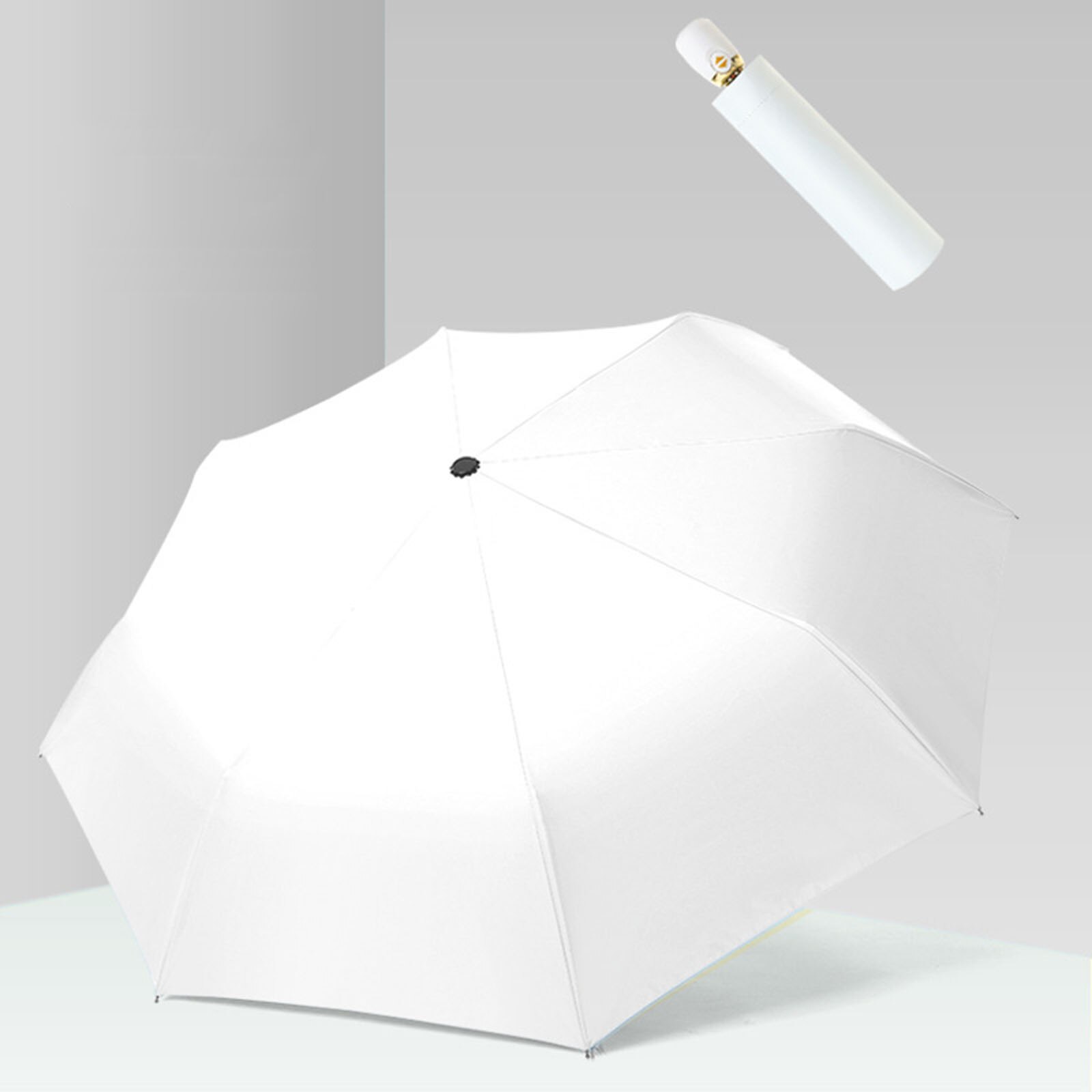 Parasol Licht Reizen Paraplu Windbestendig Parasol Paraplu Uva + 50 Opvouwbare Paraplu Volautomatische Paraplu Voor Regen/Zon: White