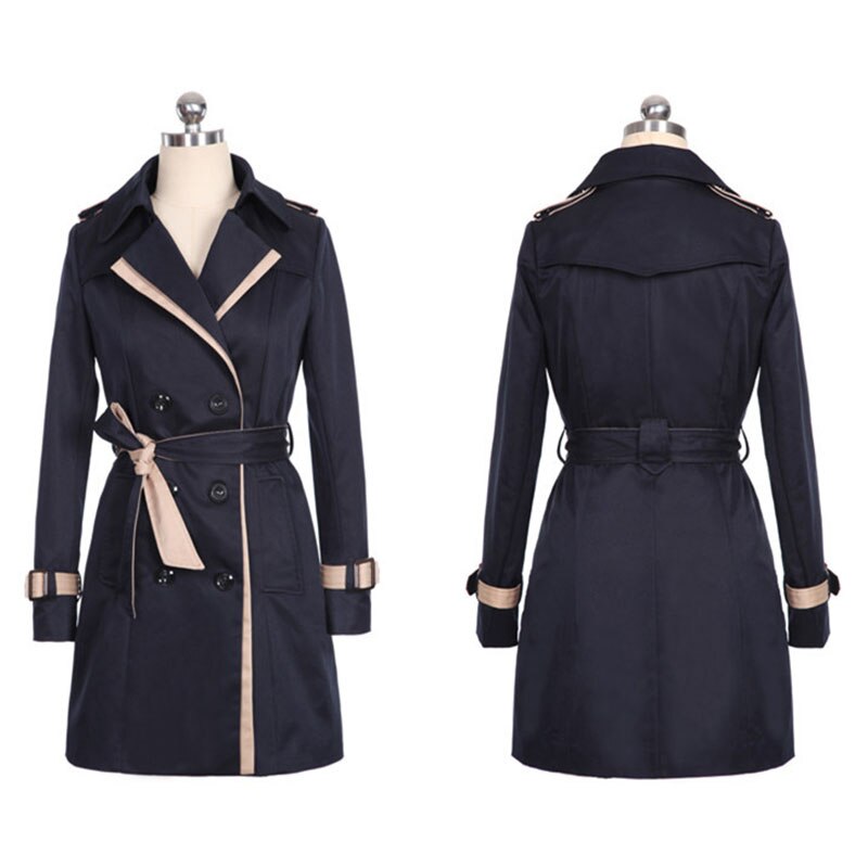 Efterår kvinder lang trenchcoat khaki med bælte klassisk afslappet kontor dame business outwear efterår frakke kvinde trench