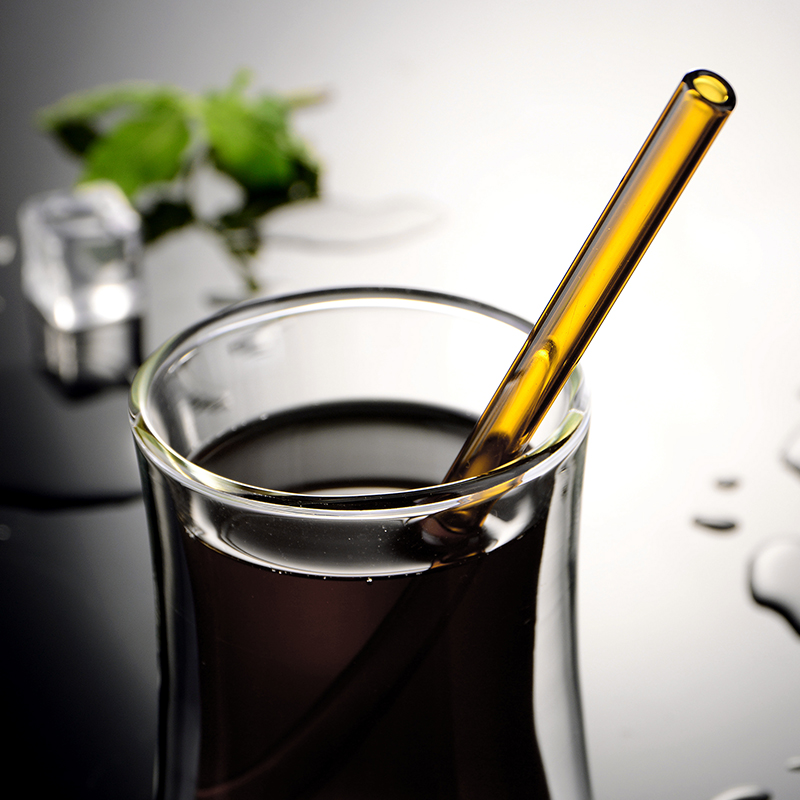 Paille en verre réutilisable faite à la main avec 2 pièces, brosse de nettoyage , pipette droite en verre, Tubularis
