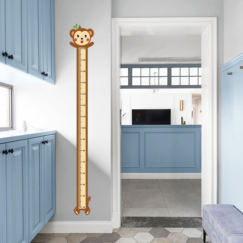 Aftagelig tegneserie dyr wallsticker børn barn vækst højde måle diagram bord abe hund kanin løve børneværelse indretning