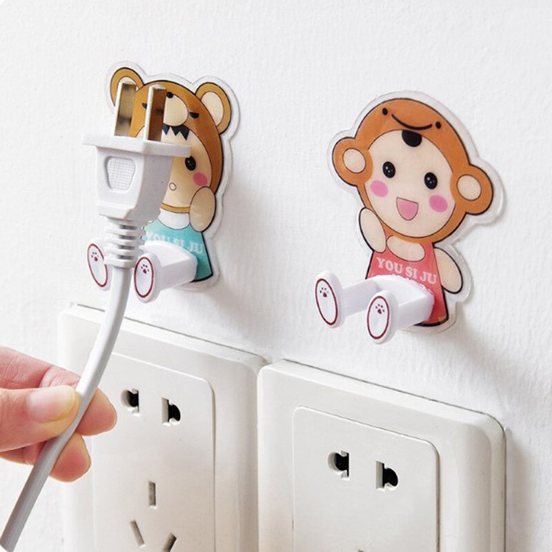 Power Plug Muur Haak Socket Houder Muur Adhesive Hanger Socket Opslag Muur Haak Leuke Wall Mount Sleutelhouder