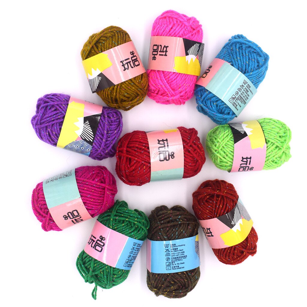 12 stuks set van kleur goud zijde acryl garen groep kleuterschool handleiding diy materiaal kinderen pasta geschilderd wol