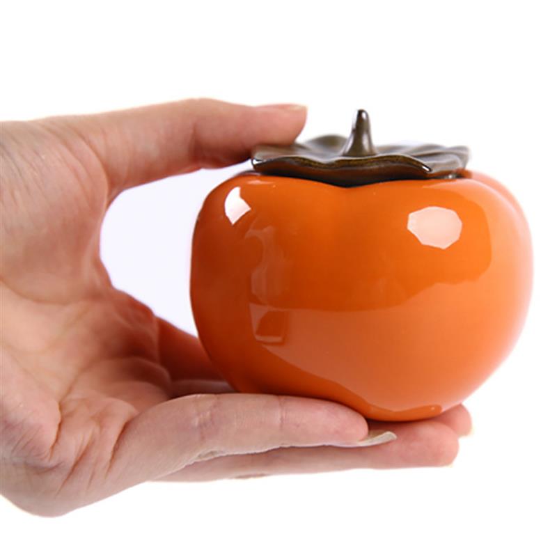 Tea Container Ceramic Tomato Shaped Tea Canister Tin Food Storage Container Tank Pu'Er Longjing Tea White Porcelain Tea Pot