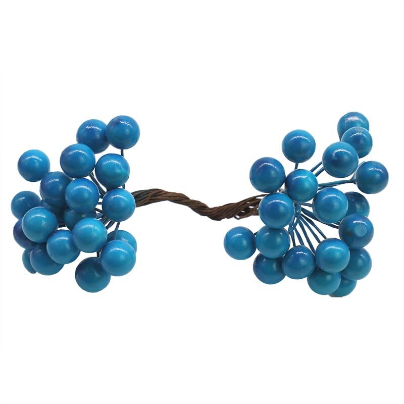 Mini blandet blå kunstige planter blomster kirsebær støvdrager bær buket kasse diy krans jul bryllupsfest deco forsyninger