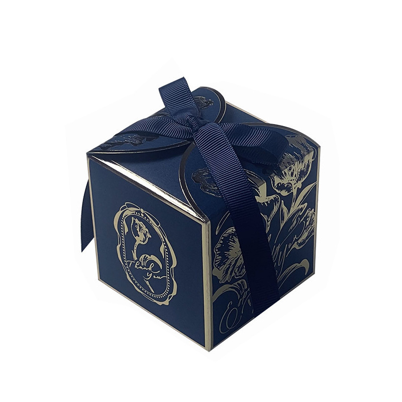 Boîte à sucre française légère de luxe, 10 pièces/lot, bonbons dorés couleur Champagne, boîte à bonbons de mariage, boîte en papier d'accompagnement de mariage: GRIS FONCÉ / 9.5x9.5x11 cm
