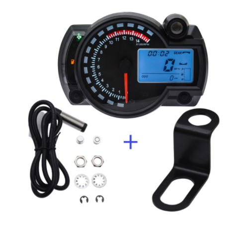 Einstellbare 7 Farben LCD Digital Universal- Tacho Motorrad Kilometerzähler Meter MAX 299 KM/H Motorrad Moto Armaturenbrett Zubehör: mit Z Halterung