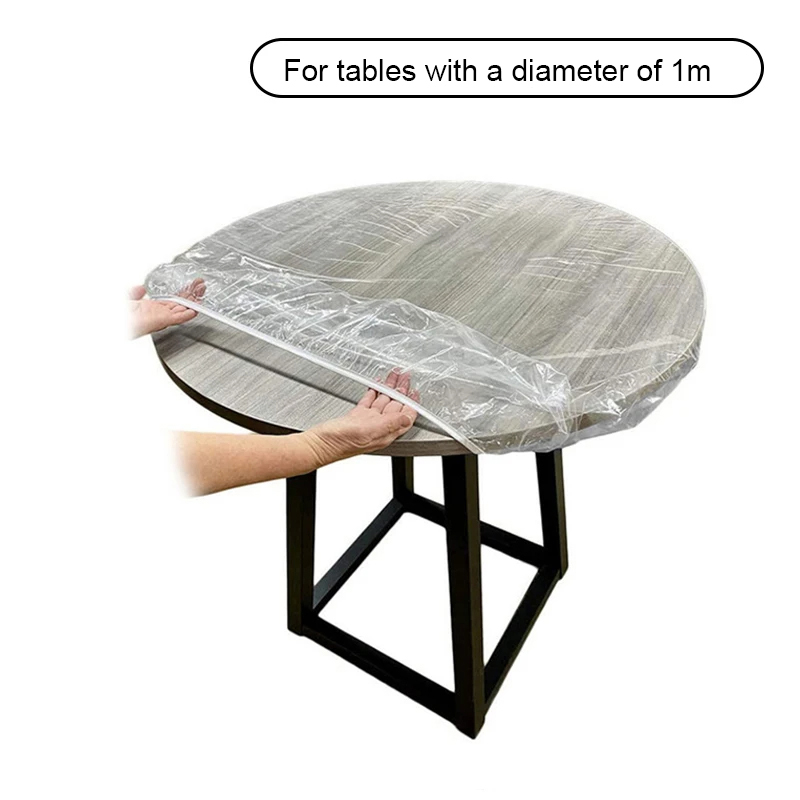 10 Stuks Gemonteerd Rond Tafelkleed Transparant Waterdicht Oliebestendig Tafelkleed Beschermdoek Eettafel Hoezen Thuis: Zilver