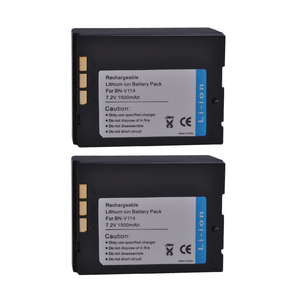 2Pcs 1500mAh BN-V114 BN-V114U BNV114 Battery for JVC GR-DVP1 GR-DX100EK GR-DVP3 GR-DX106 GR-DX48 GR-DVP3 ST GR-DX107 GR-DX55