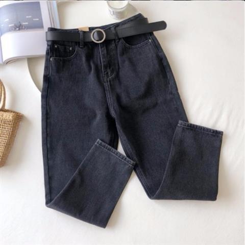 Jeans Frauen Feste Plus Größe 3XL verlieren Einfache Knöchel-länge Freizeit schick Stilvolle Alle-passen Frauen Jean Harajuku Hüfte-hüpfen Neue: Schwarz / S