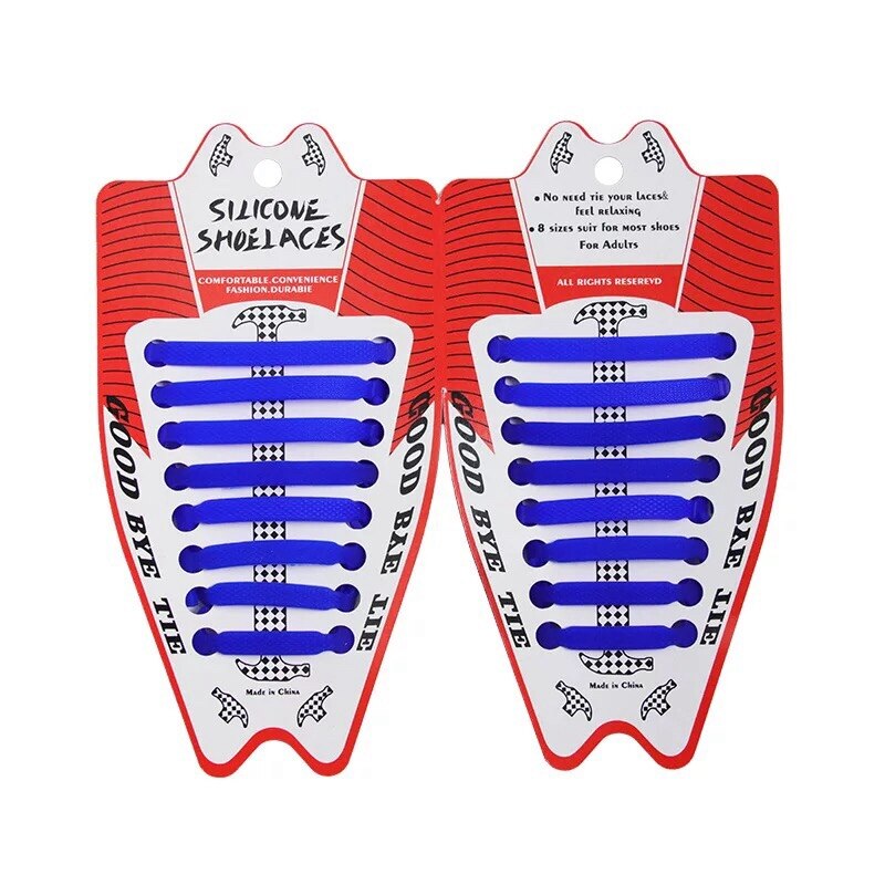 Lacets artificiel astiques en Silicone pour Chaussures, Spécial, Sans Bruit, pour Homme et Femme, L1, 16 Pièces/Lot: Bleu