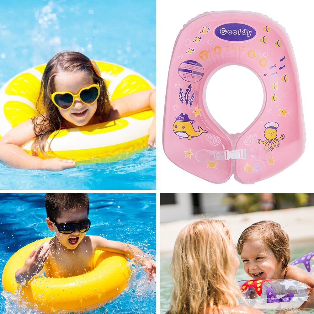 Anillo flotador inflable con estampado de dibujos animados para bebidas, bolsa de aire en capas para verano