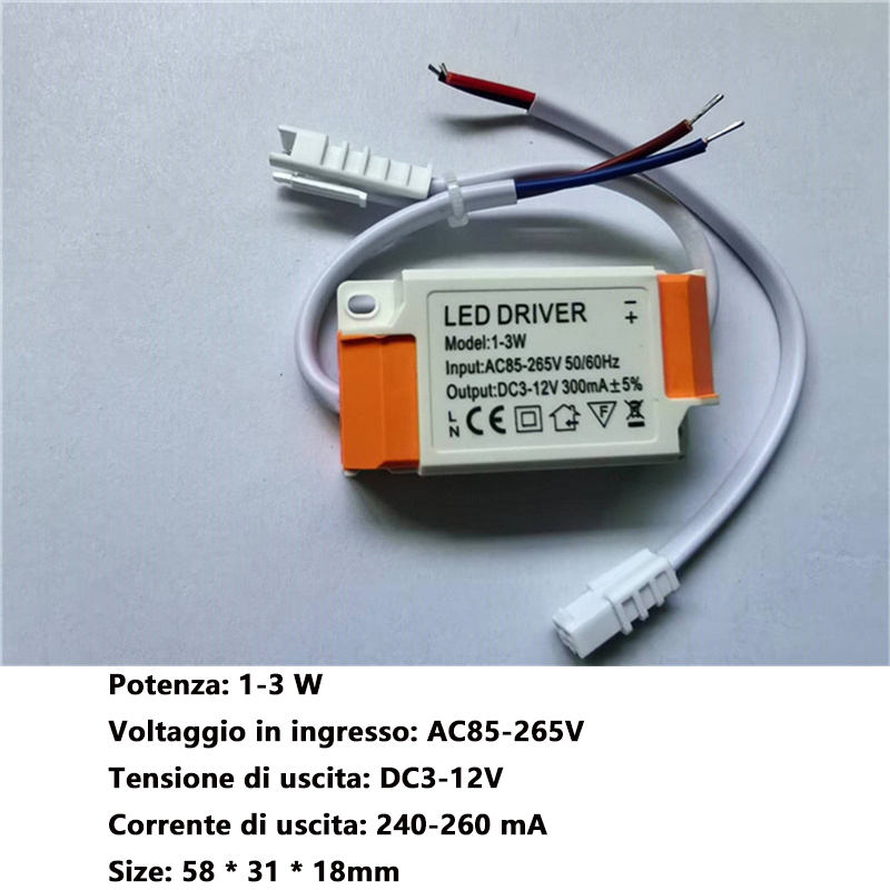 LED-Treiber 260 mA, 1–3 W, 4–7 W, 8–12 W, 12–18 W, 18–24 W, 24–36 W, LED-Treiber, ein Corrente Costante Alimentatore Profi Treiber, LED-Trafo: Beige