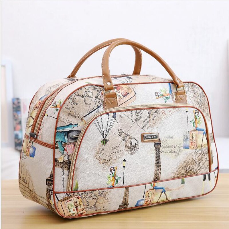 hand travel bag large capacity duffel bag PU leather big bag waterproof short-term travel shoulder bag female