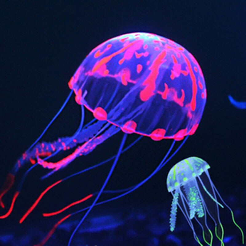 de medusas artificiales de silicona con efecto brillante, accesorios para pecera, adorno de Medusa de acuario