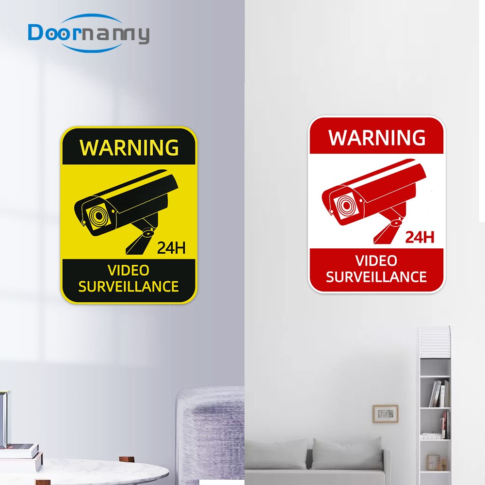 Doornanny 8 stk cctv kamera vanntett advarsel klistremerker skilt hjem sikkerhetsalarm klistremerker sterkt selvklebende orgn.