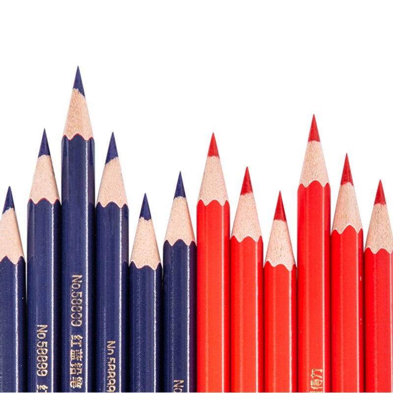 Skrivepapir 12 stk rød og blå dobbelthode blyant hb myk bly trefarget blyant til håndbyggere snekkere verktøymerke