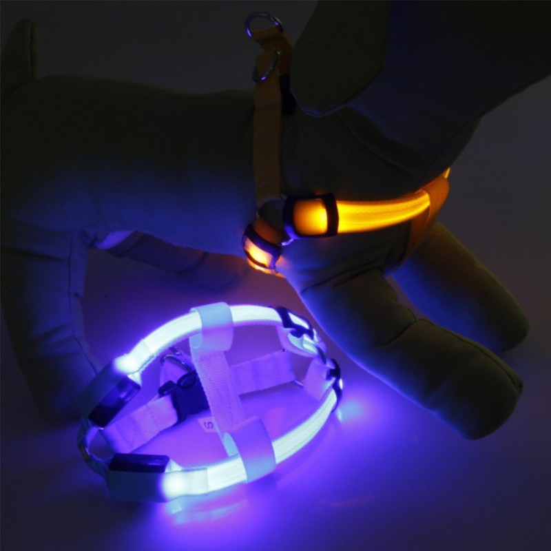 USB LED Dog Harness Pet Cat Dog Collar Harness Vest Safety Lighted Dog Harness Pet Dogs Luminous Fluorescent Collars