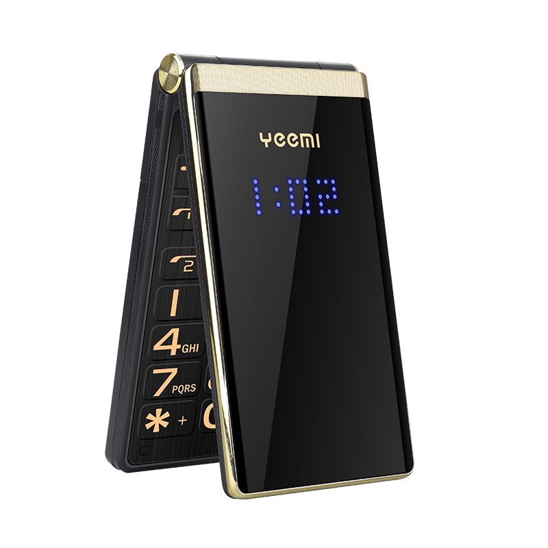 Klassisk flip mobiltelefon yeemi  m2- c dual sim 5900 mah ældre celle dobbelt display stor nøgle stor lyd gsm lædertaske lommelygte