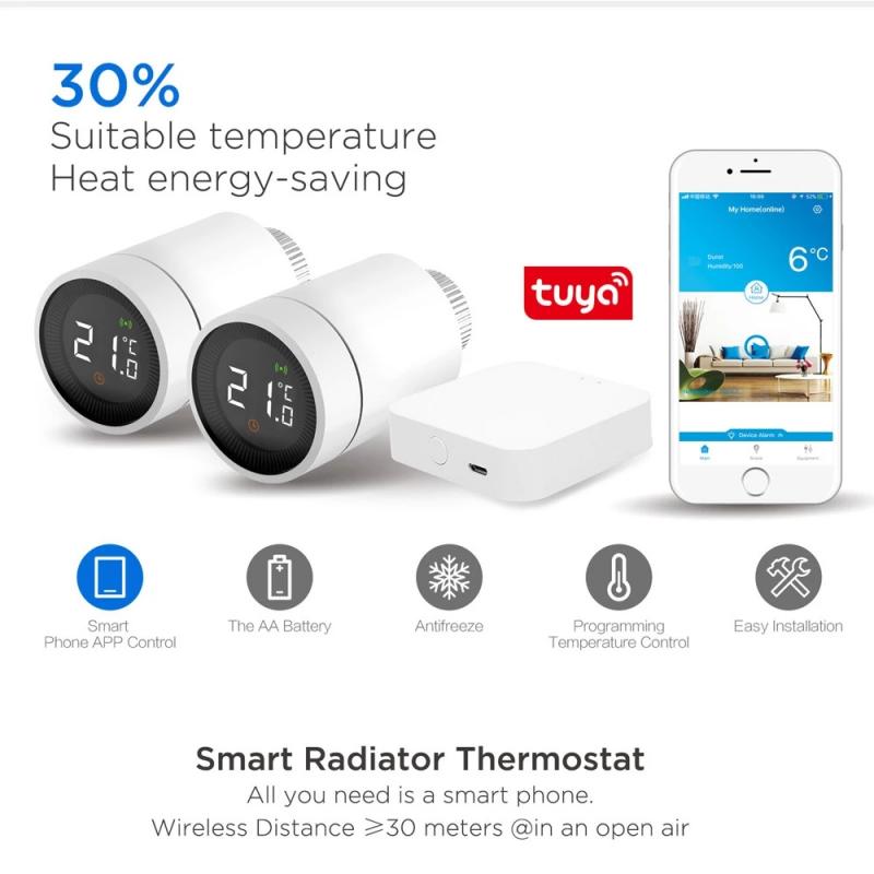 Tuya Smart ZigBee Radiator Actuator Programmable Thermostat Thermostatic Radiator Valve Temperature Controller Support Alexa