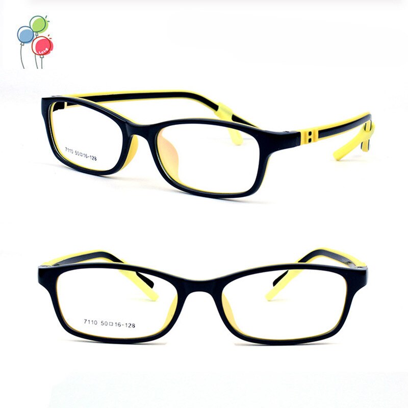 Eyeoomu børnebriller  tr90 silikone optiske briller med gummihylster sport børn nærsynethed dreng hypermetropi pige sammenfoldeligt stel: Sort gul